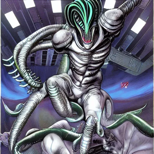 Prompt: xenomorph by masamune shirow