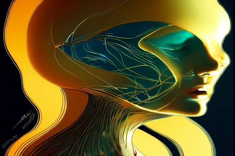 Image similar to ai art is souless, phantom, dreary, dramatic, fluid, golden ratio, artstation, moebius + loish, hd,