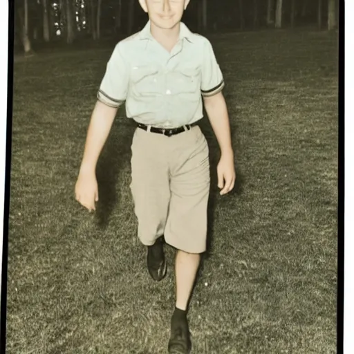 Prompt: a color photograph of a very handsome young man in the 1 9 5 0 s, he is at camp