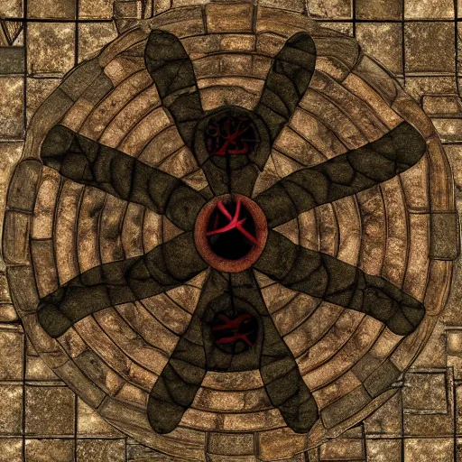 Image similar to summoning circle for a demon in a cultist basement photorealistic 4 k