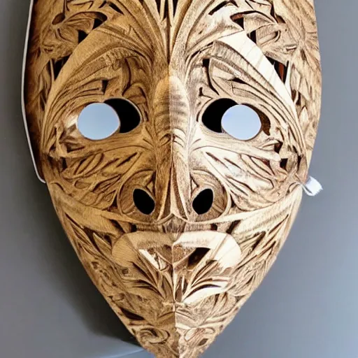 Prompt: beautiful intricate fractal wooden mask