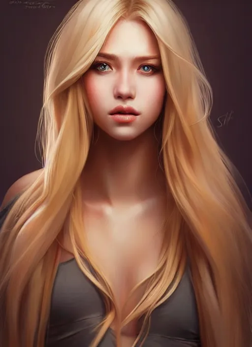 Image similar to a gorgeous female with long blonde hair in the style of stefan kostic, realistic, full body shot, wide angle, sharp focus, 8 k high definition, insanely detailed, intricate, elegant, art by stanley lau and artgerm, floating embers