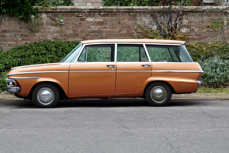 Image similar to a 1960s hatchback car, brown