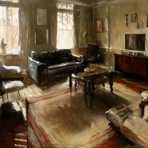 Image similar to modem living room painting by jeremy mann