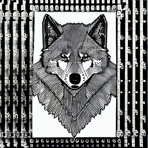 Image similar to cyber wolf portrait, Circuit Board lines