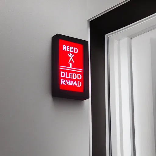 Prompt: a red led sign over a door that says'restricted ', photography, award - winning, hyper detailed, 4 k, smooth, sharp focus, trending