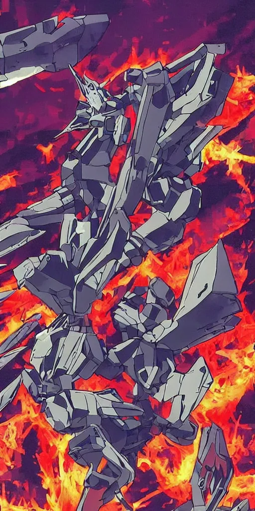 Image similar to epic action scene with fire and explosions remake pixel inspired by Neon Genesis Evangelion (1997s), with Mecha, Destroyed City, explosion, 新世紀エヴァンゲリオン 劇場版 DEATH & REBIRTH シト新生, Moebius, Greg Rutkowski, Zabrocki, Karlkka, Jayison Devadas, Phuoc Quan, Sadamoto Yoshiyuki, trending on Artstation, 8K, ultra wide angle, zenith view, cyberpunk pincushion lens effect