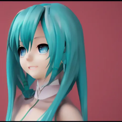 Image similar to hatsune miku v 4 3 d high detailed model, mmd, blender, unreal engine 5