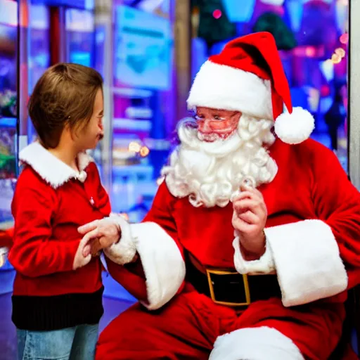 Prompt: Santa shopping in a mall