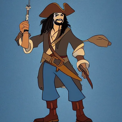 Image similar to Captain Jack Sparrow, Cartoon Style, Disney renaissance animated