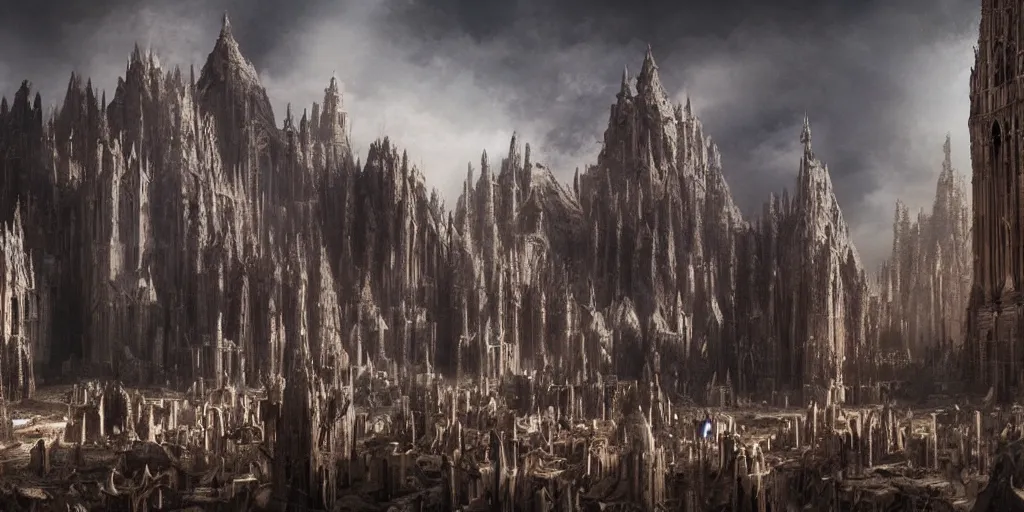 Image similar to a cathedral of flesh and stone dedicated to the god of pain, epic matte painting