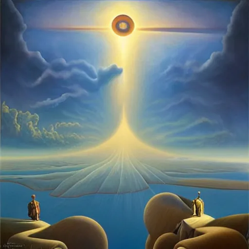 Image similar to visions of xanadu by vladimir kush, oil on canvas