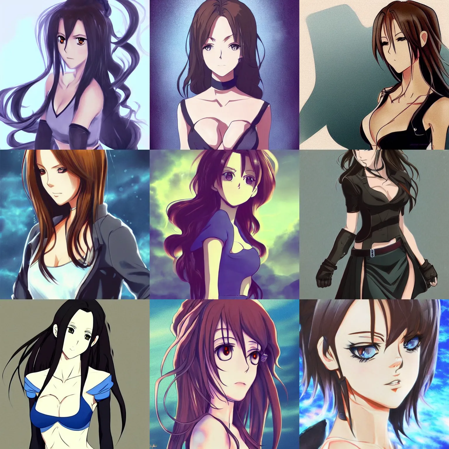 Prompt: an anime-style image of kate beckinsale, wearing a cute top, high quality, artstation, pinterest, concept art, detailed
