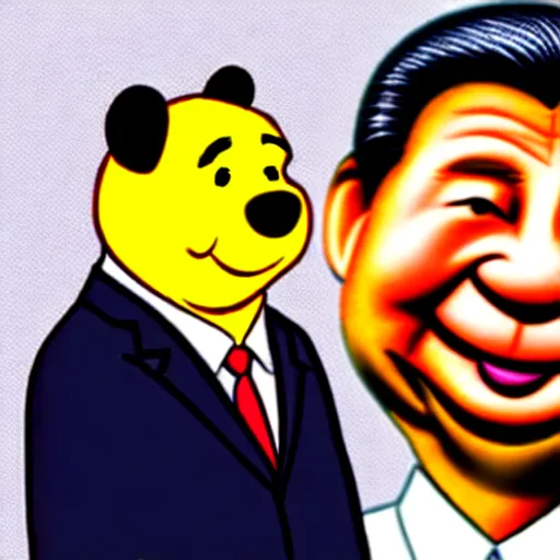 Image similar to Xi Jinping with the face of Winnie the Pooh, cartoon, caricature