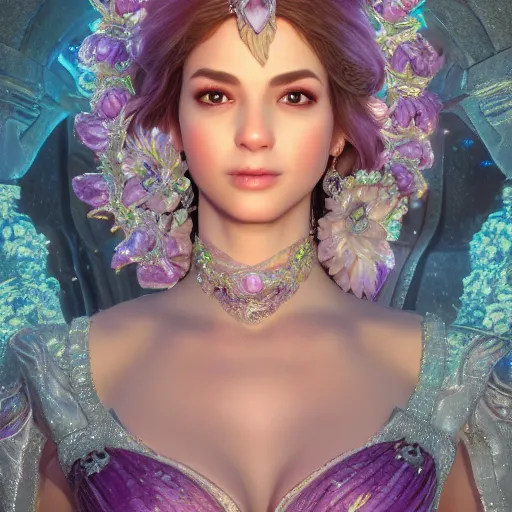 Image similar to wonderful princess of amethyst with fair skin, ornate 8 k gorgeous intricate detailed, accent lighting, dramatic light, octane render