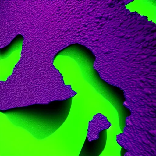 Prompt: 3D statue!!!, purple shattered paint!, glowing lava!!!, (((conglomerate!, slush)), abstract!, black backdrop!, 4k!, award-winning photo!!!!