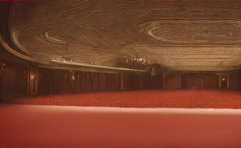 Prompt: 60s movie still of a giant stalinist style empty palace hall, by Irving Penn , cinestill 800t 35mm eastmancolor, heavy grainy picture, very detailed, high quality, 4k, HD criterion, precise texture, panoramic, cinematic