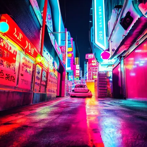 Image similar to neon streets of seoul, 4 k, award winning photo