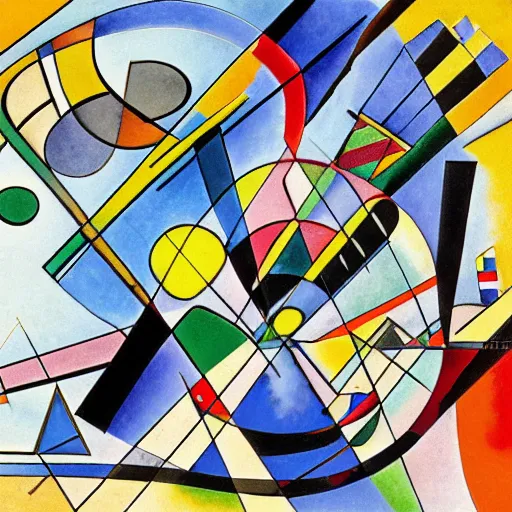 Prompt: the man from snowy hydro by kandinsky and picasso