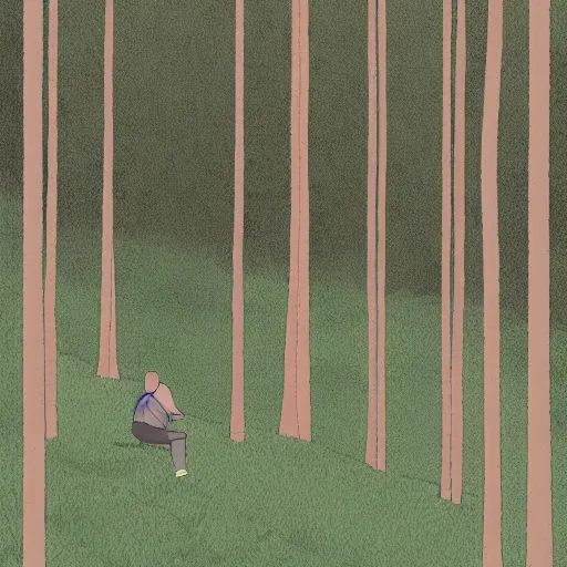 Image similar to highly detailed, boy in the woods by adrian tomine