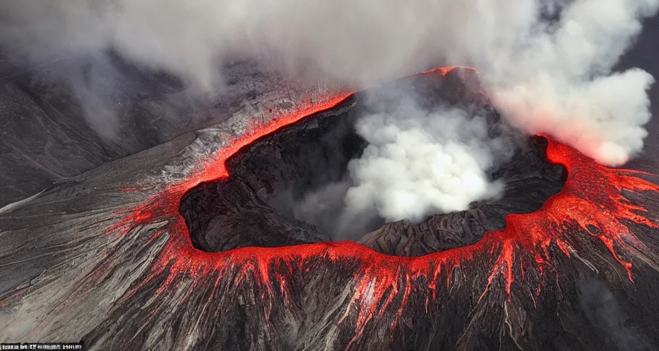Image similar to a volcano made of ivory vines and crimson rocks enters in eruption, it spits a smoke in the shape of demonic eye, from Final fantasy
