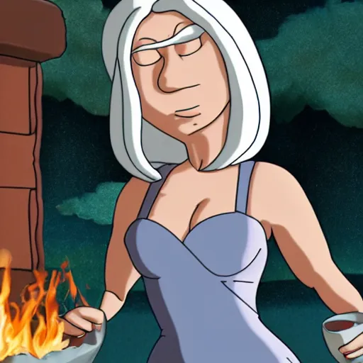 Image similar to A still of Lois Griffin from Family Guy as Daenerys Targaryen, smiling