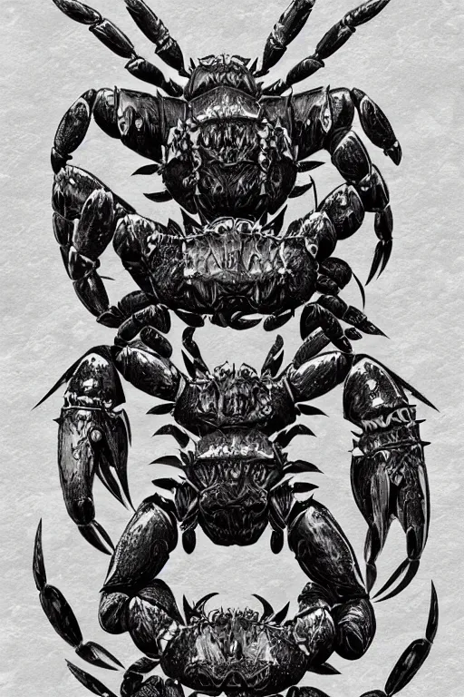 Image similar to armoured warrior humanoid crab monster, symmetrical, highly detailed, digital art, crab themed armour, sharp focus, trending on art station, ambient lighting, berserk, kentaro miura manga art style