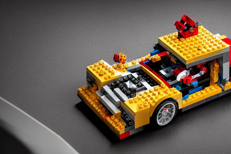 Prompt: Porsche made out of Lego, highly detailed, octane render, studio light, 35mm,