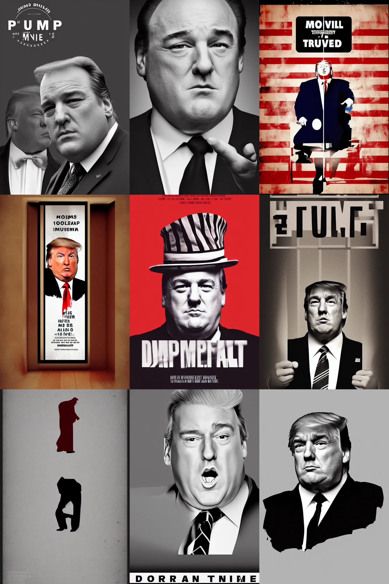 Prompt: minimal movie poster, james gandolfini as donald trump, digital art