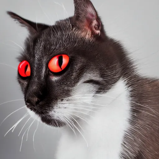 Image similar to chrome cat with red eyes