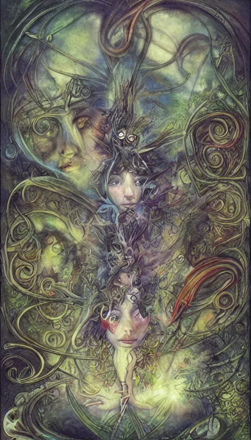 Image similar to psytrance artwork, by brian froud