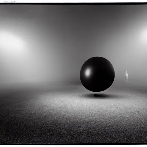 photo of black orb in fog in the empty office, black & | Stable ...