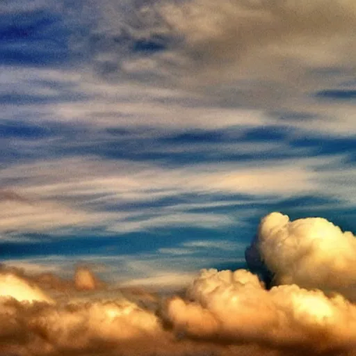 Image similar to clouds looking like bob ross