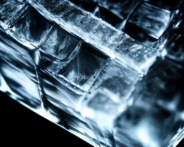 Prompt: close - up large clear ice block in game of thrones, 4 k, epic, cinematic, focus, movie still, fantasy, extreme detail, atmospheric, dark colour, sharp focus