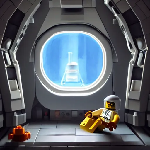 Image similar to lego astronaut in the spaceship by goro fujita, realism, sharp details, cinematic, highly detailed, digital,