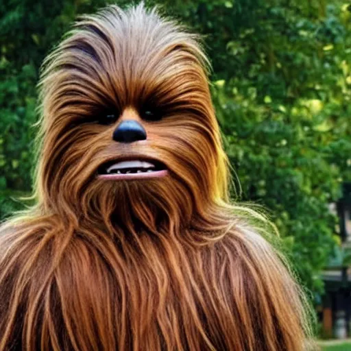 Image similar to chewbacca after shaving his face