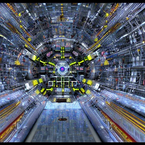 Prompt: Large Hadron Collider creatig singularity, realistic, high detail