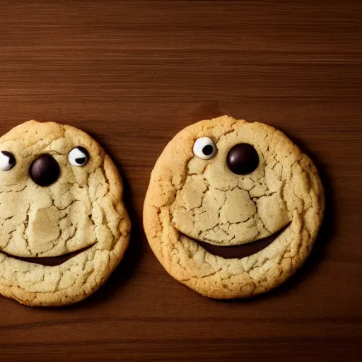 Prompt: Two cookies fighting with faces and cute little arms