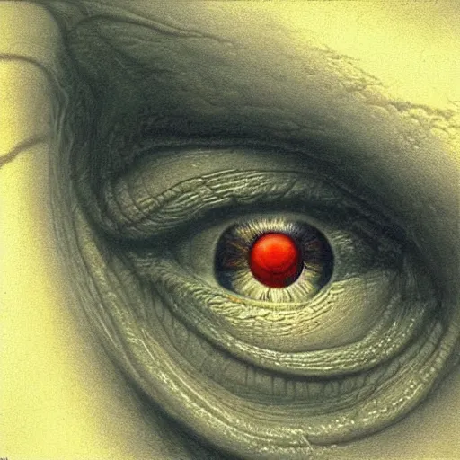 Prompt: the human eye contains the entire cosmic universe, by zdzislaw beksinski and greg rutkowski. very detailed realistic eye. trending on artstation, hyperrealism, unreal engine.