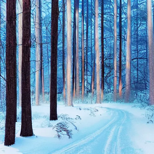 Prompt: winter forest inspired by Evgeny Lushpin, Peter Zumthor cinematic