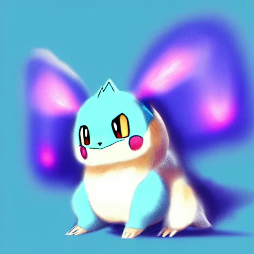 Image similar to a digital painting of pokemon. very cute friendly. fluffy. beautiful. digital render.