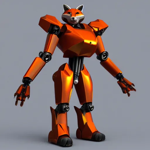 Prompt: mecha anthropomorphic fox realistic 4k render