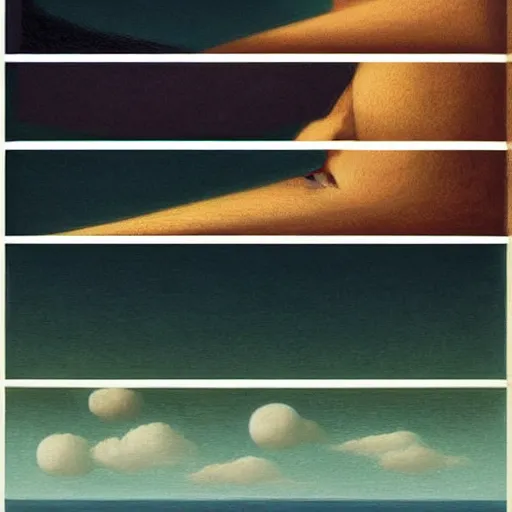 Prompt: the true meaning of infinite by Raphael, Hopper, and Rene Magritte. detailed, romantic, enchanting, trending on artstation.