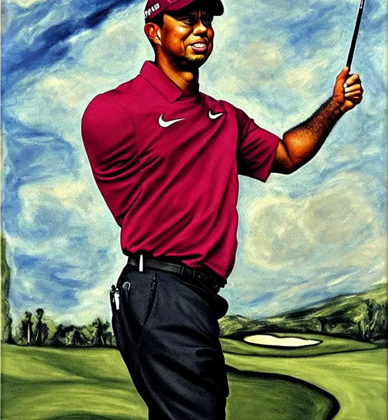 Prompt: tiger woods by el greco.