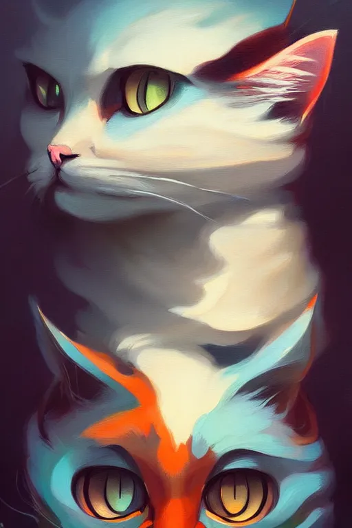 Image similar to Cat portrait painting in the style of peter Mohrbacher, trending on artstation, deviantart, Pinterest, detailed, realistic, High Resolution, HD 8k