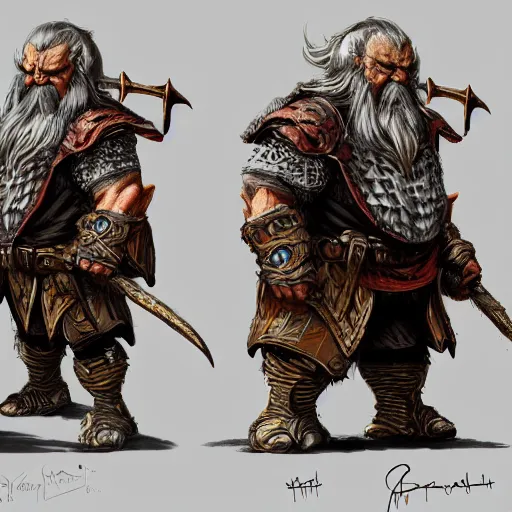 Image similar to a concept art of a angry dwarf from Disciples 2, heavy armor, intricate, detailed, award winning, fantasy, style of Frank Frazetta, concept art, trending on artstation, Dungeon and Dragons