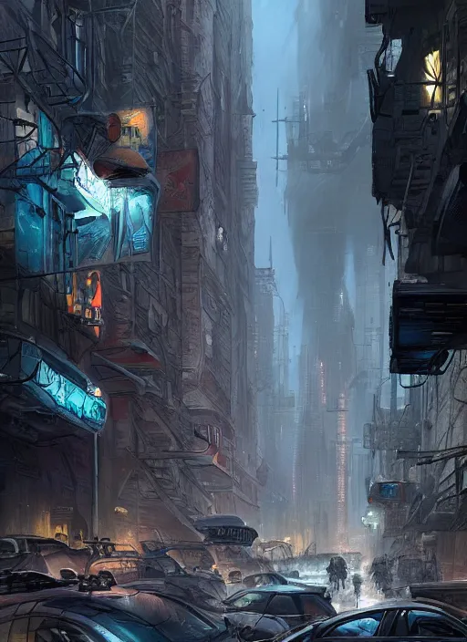 Image similar to post apocalyptic street in futuristic Manhatten, dramatic lighting, cinematic, establishing shot, extremely high detail, photo realistic, cinematic lighting, post processed, concept art, artstation, matte painting, style by eddie mendoza, raphael lacoste, alex ross