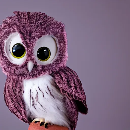 Image similar to studio photograph of an extremely cute imaginary love owl