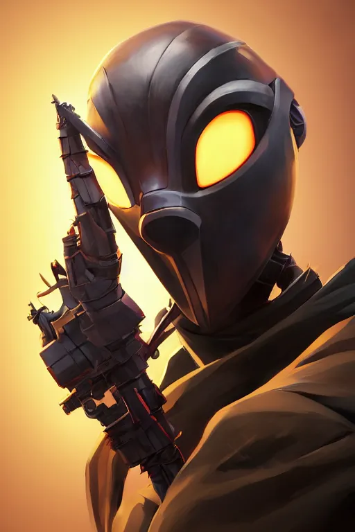 Image similar to epic mask helmet robot ninja portrait stylized as fornite style game design fanart by concept artist gervasio canda, behance hd by jesper ejsing, by rhads, makoto shinkai and lois van baarle, ilya kuvshinov, rossdraws global illumination radiating a glowing aura global illumination ray tracing hdr render in unreal engine 5