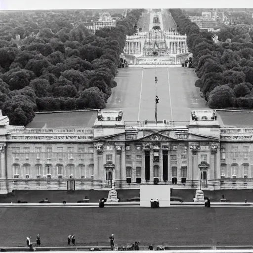 Prompt: Buckingham Palace as an American White House, Patriotic Fourth of July